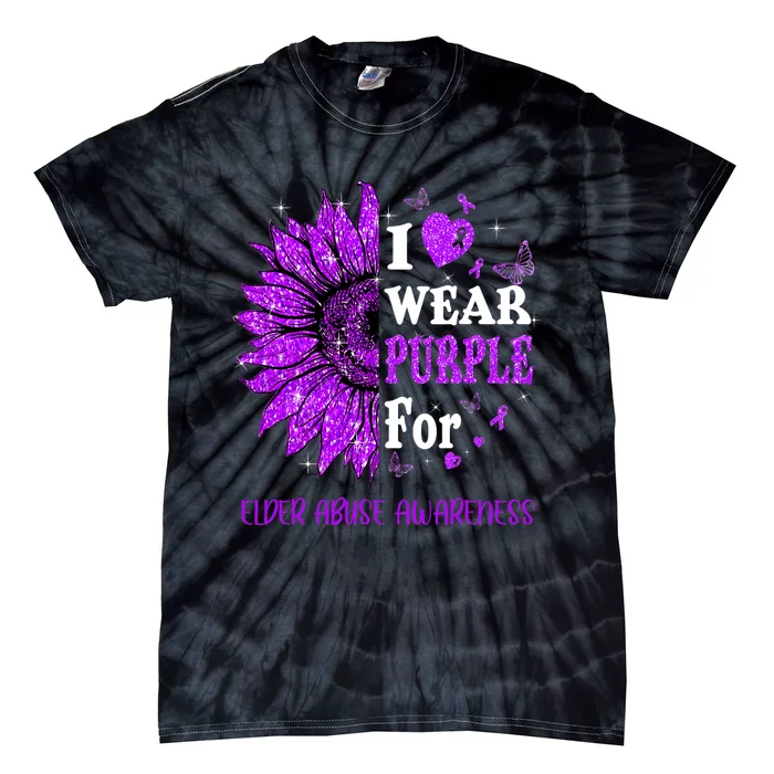 Twinkle Heart Sunflower Elder Abuse Awareness Tie-Dye T-Shirt