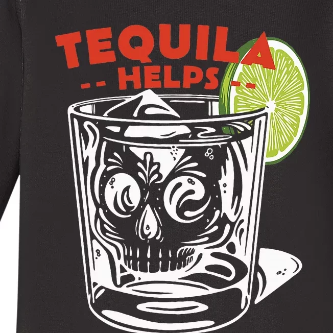 Tequila Helps Skull Margarita Baby Long Sleeve Bodysuit