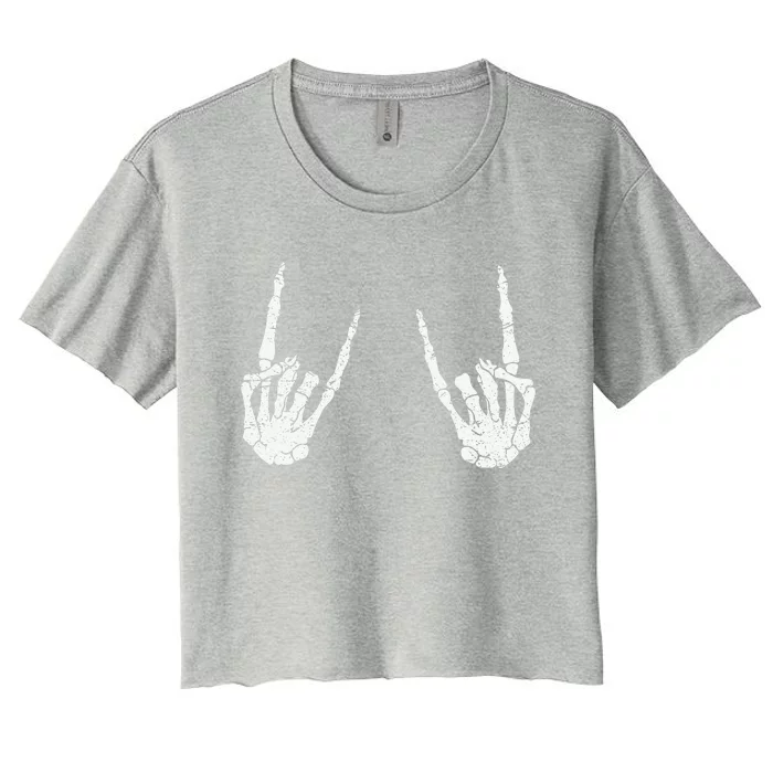 Trendy Halloween Skeleton Rocker Graphic Costume Women's Crop Top Tee