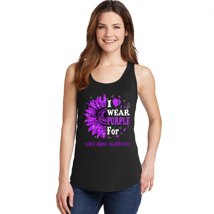 Twinkle Heart Sunflower Elder Abuse Awareness Ladies Essential Tank