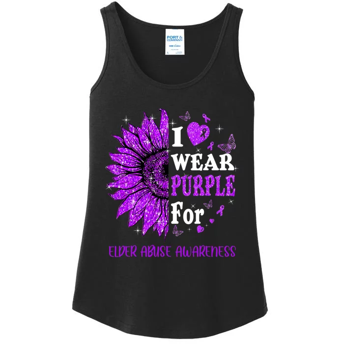 Twinkle Heart Sunflower Elder Abuse Awareness Ladies Essential Tank