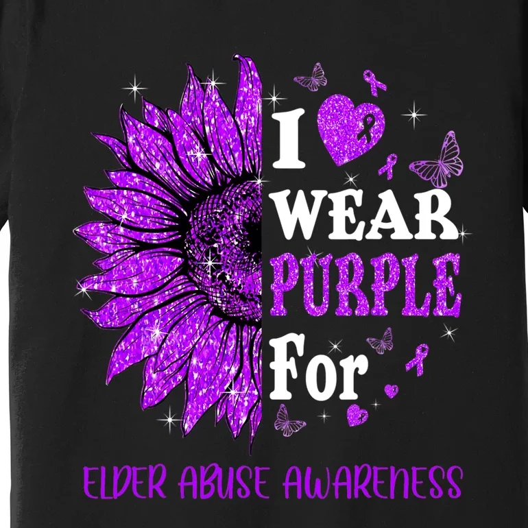 Twinkle Heart Sunflower Elder Abuse Awareness Premium T-Shirt