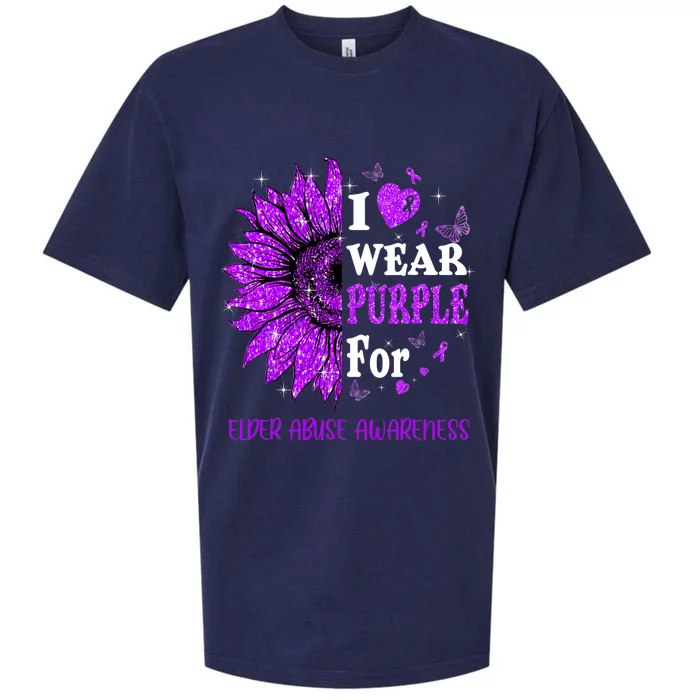 Twinkle Heart Sunflower Elder Abuse Awareness Sueded Cloud Jersey T-Shirt