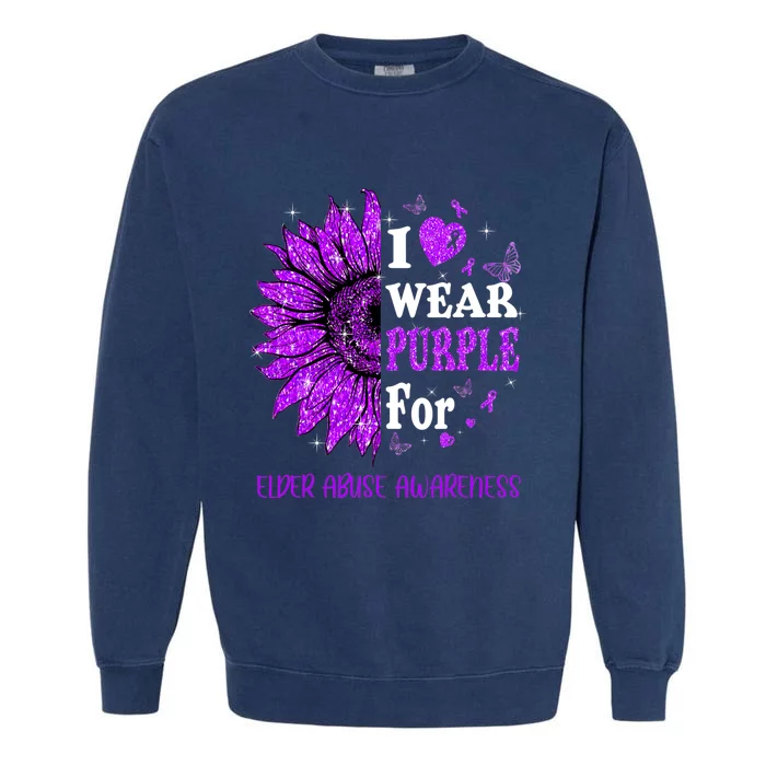 Twinkle Heart Sunflower Elder Abuse Awareness Garment-Dyed Sweatshirt