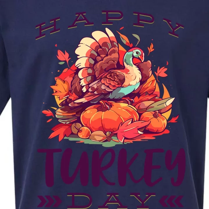 Thanksgiving Holiday Season Saying Happy Turkey Day Graphic Gift Sueded Cloud Jersey T-Shirt