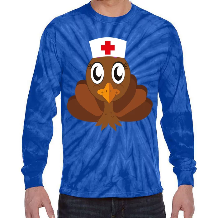 Thanksgiving Holiday Scrubs Top Fall Turkey Nurse Cool Gift Tie-Dye Long Sleeve Shirt