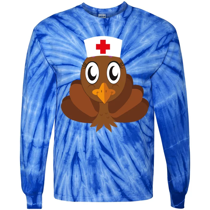 Thanksgiving Holiday Scrubs Top Fall Turkey Nurse Cool Gift Tie-Dye Long Sleeve Shirt