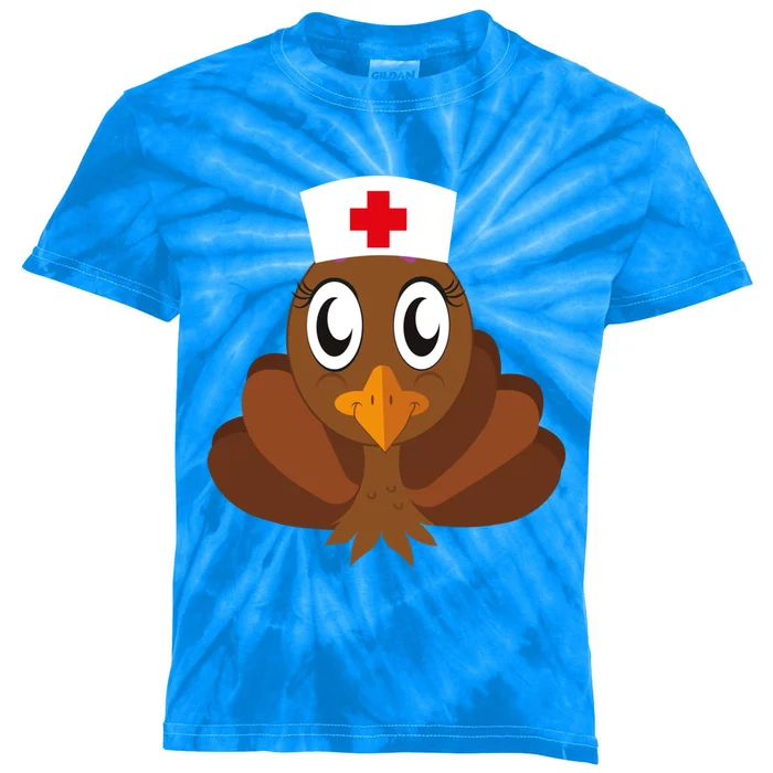 Thanksgiving Holiday Scrubs Top Fall Turkey Nurse Cool Gift Kids Tie-Dye T-Shirt