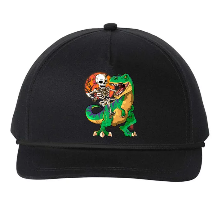 TRex Halloween Skeleton Dinosaur T Rex Funny Gift Snapback Five-Panel Rope Hat