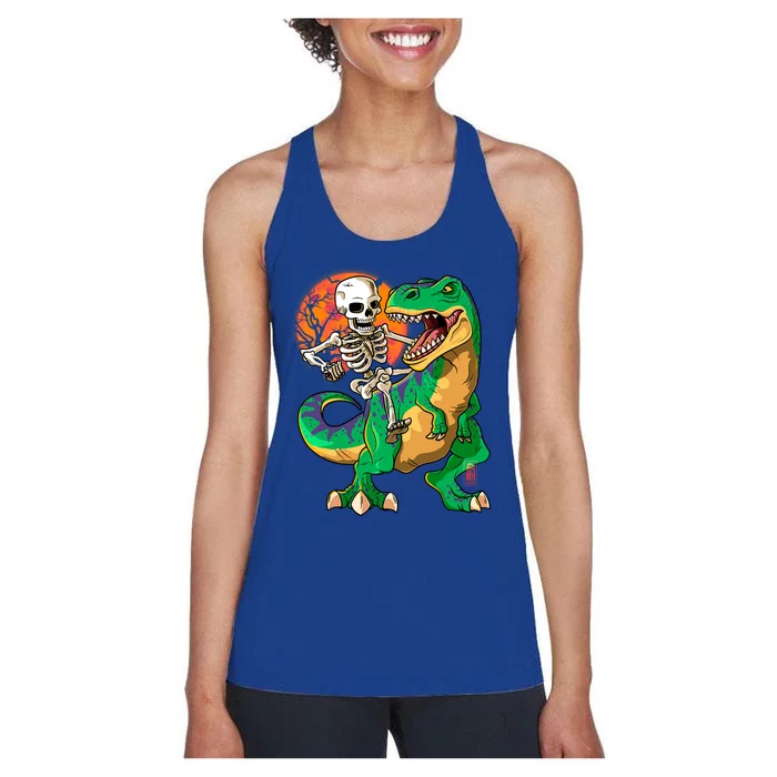 TRex Halloween Skeleton Dinosaur T Rex Funny Gift Women's Racerback Tank