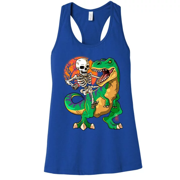 TRex Halloween Skeleton Dinosaur T Rex Funny Gift Women's Racerback Tank