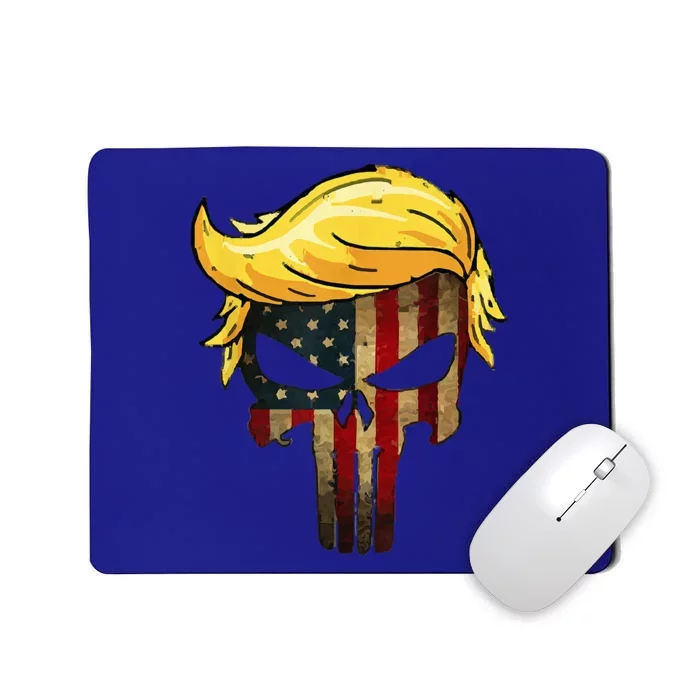 Trump Hair Skull 4th Of July Trump Us Flag Gift Mousepad