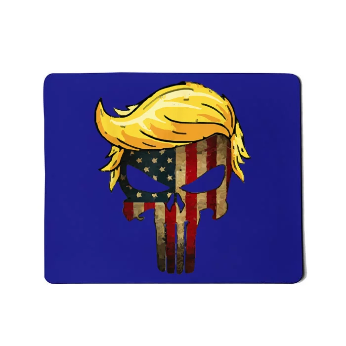 Trump Hair Skull 4th Of July Trump Us Flag Gift Mousepad