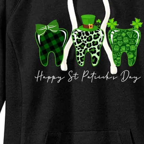 Teeth Happy St Patricks Day For Dentist Dental Holiday Funny Gift Women's Fleece Hoodie