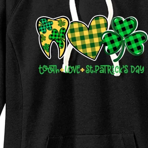 Tooth Heart Shamrock Dentist Dental St Patrick's Day Gift Cool Gift Women's Fleece Hoodie