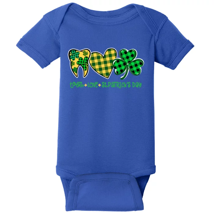 Tooth Heart Shamrock Dentist Dental St Patrick's Day Gift Cool Gift Baby Bodysuit