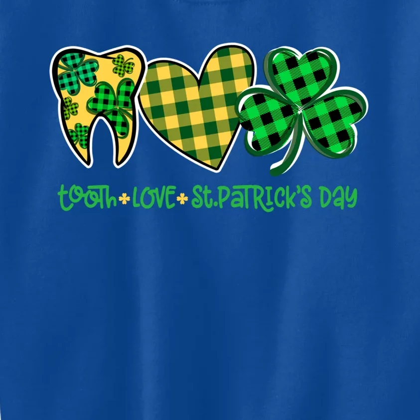 Tooth Heart Shamrock Dentist Dental St Patrick's Day Gift Cool Gift Kids Sweatshirt