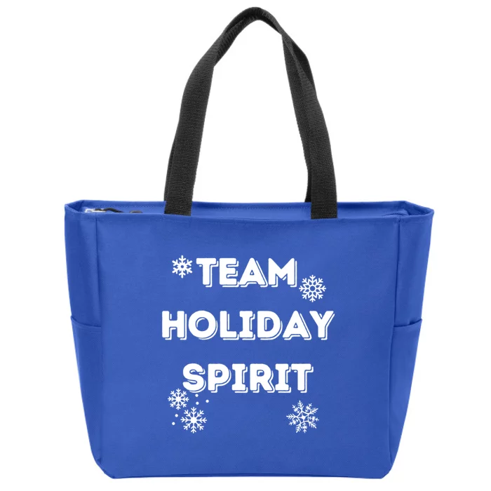 Team Holiday Spirit Snowflake Christmas Holiday Gift Zip Tote Bag