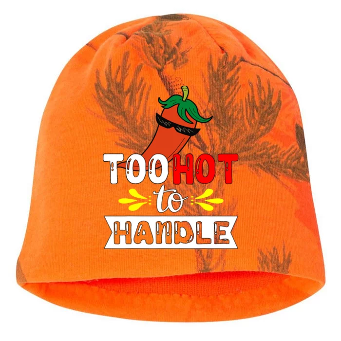 Too Hot To Handle Funny Chili Pepper For Spicy Food Lovers Kati - Camo Knit Beanie