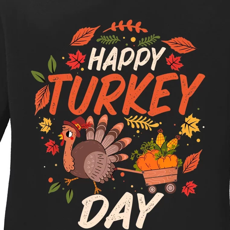 Thanksgiving Happy Turkey Day Holiday Gifts For Girls Ladies Long Sleeve Shirt