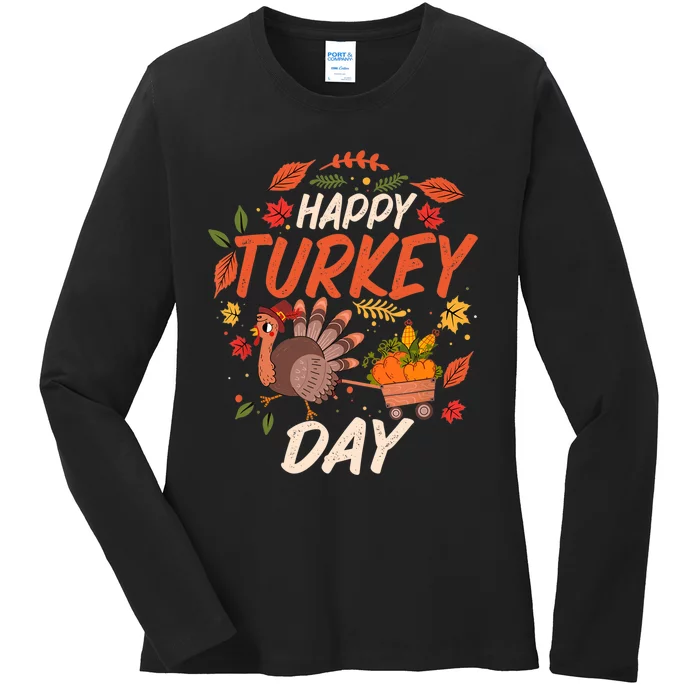 Thanksgiving Happy Turkey Day Holiday Gifts For Girls Ladies Long Sleeve Shirt