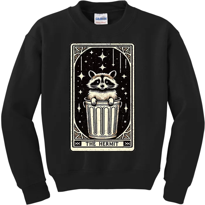 The Hermit Tarot Card Mystic Funny Raccoon Kids Sweatshirt