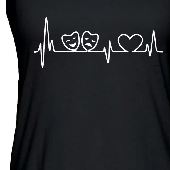 Theatre Heartbeat Theater Gift Nerd Drama Rehearsal Gift Ladies Essential Flowy Tank