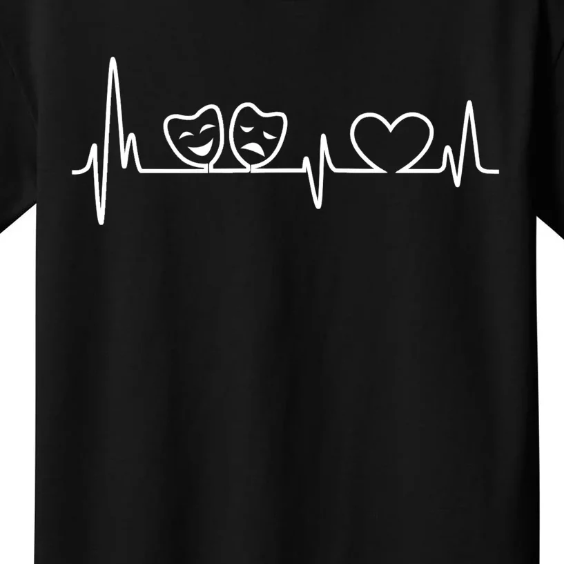 Theatre Heartbeat Theater Gift Nerd Drama Rehearsal Gift Kids T-Shirt