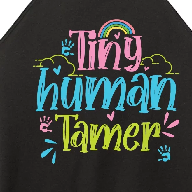 Tiny Human Tamer Daycare Provider Nanny PreK Teacher Women’s Perfect Tri Rocker Tank