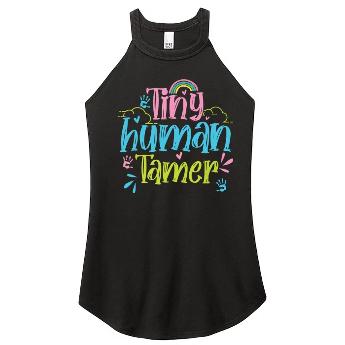 Tiny Human Tamer Daycare Provider Nanny PreK Teacher Women’s Perfect Tri Rocker Tank