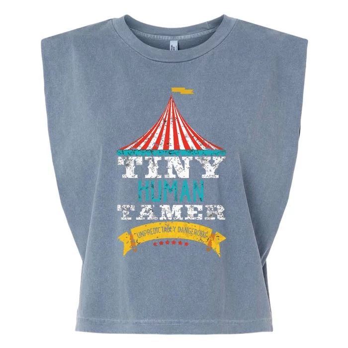 Tiny Human Tamer Circus Teacher Cute Childcare Provider Garment-Dyed Women's Muscle Tee