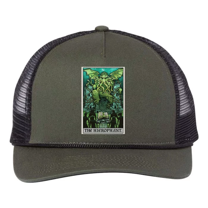 The Hierophant Tarot Card Cthulhu Classic Horror Halloween Retro Rope Trucker Hat Cap