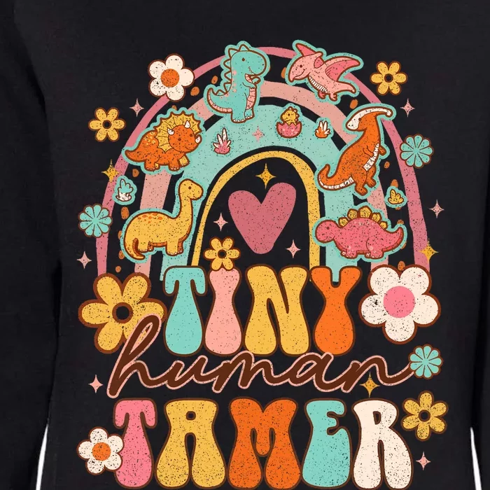 Tiny Human Tamer Groovy Rainbow Daycare Provider Teacher Womens California Wash Sweatshirt