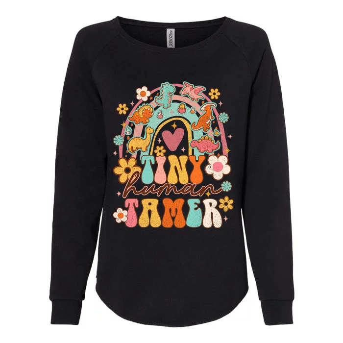 Tiny Human Tamer Groovy Rainbow Daycare Provider Teacher Womens California Wash Sweatshirt