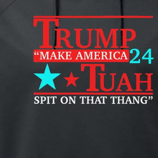 Trump Hawk Tuah Viral Meme Humor Performance Fleece Hoodie