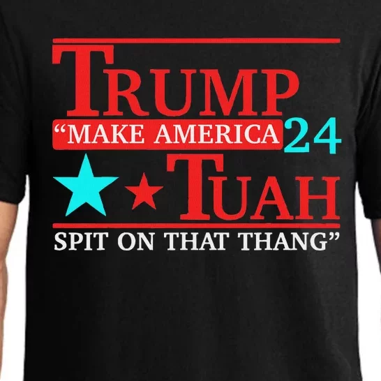 Trump Hawk Tuah Viral Meme Humor Pajama Set