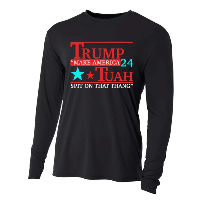 Trump Hawk Tuah Viral Meme Humor Cooling Performance Long Sleeve Crew