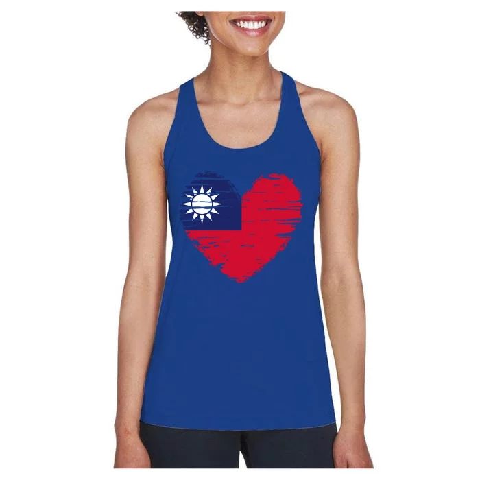 Taiwan Heart Taiwanese Flag Taiwanese Pride Funny Gift Women's Racerback Tank