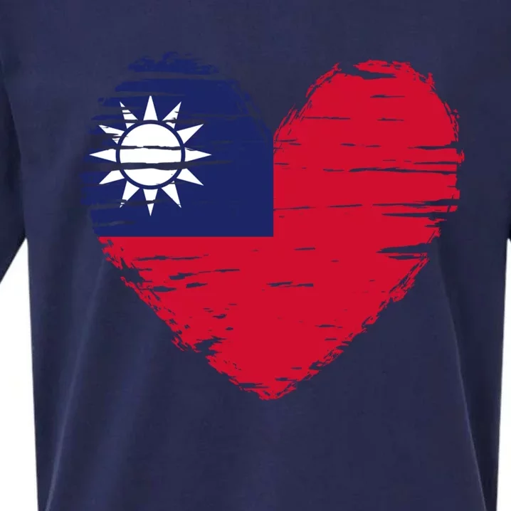 Taiwan Heart Taiwanese Flag Taiwanese Pride Funny Gift Sueded Cloud Jersey T-Shirt