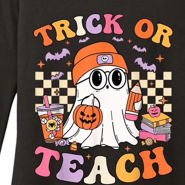 Teacher Halloween Trick Or Teach Cute Ghost Spooky Teacher Gift Womens CVC Long Sleeve Shirt