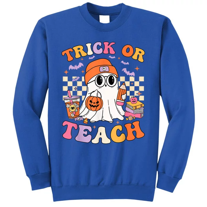 Teacher Halloween Trick Or Teach Cute Ghost Spooky Teacher Gift Tall Sweatshirt