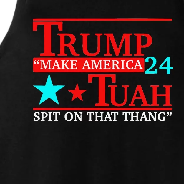 Trump Hawk Tuah Viral Meme Humor Ladies Tri-Blend Wicking Tank