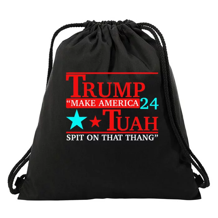 Trump Hawk Tuah Viral Meme Humor Drawstring Bag