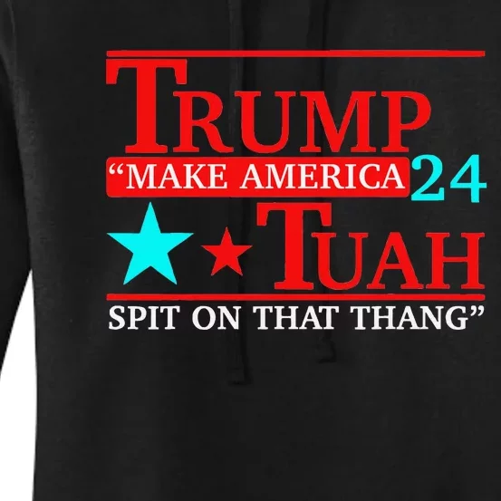 Trump Hawk Tuah Viral Meme Humor Women's Pullover Hoodie