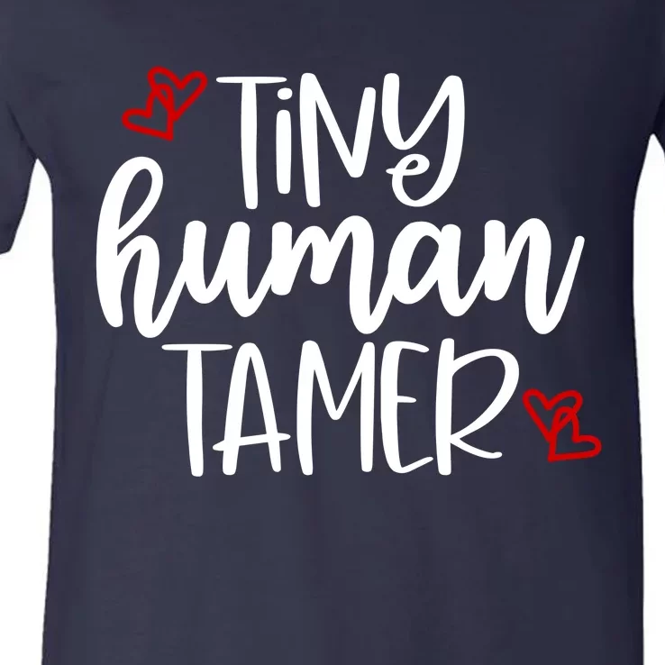 Tiny Human Tamer Funny V-Neck T-Shirt