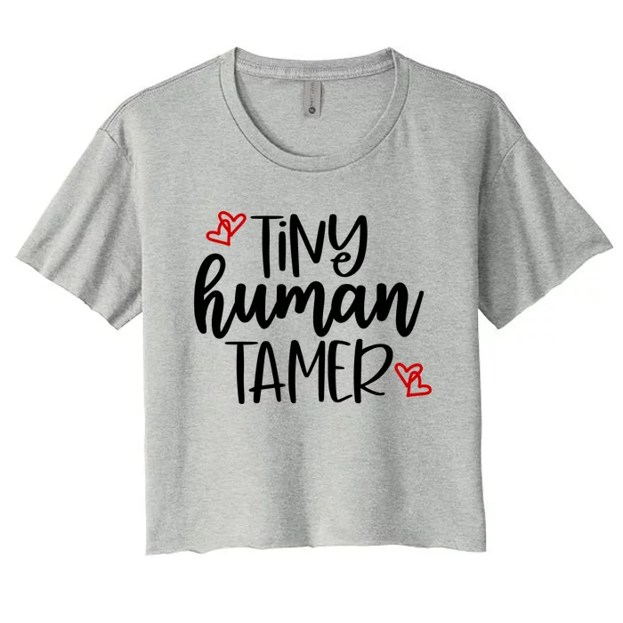 Tiny Human Tamer Funny Women's Crop Top Tee