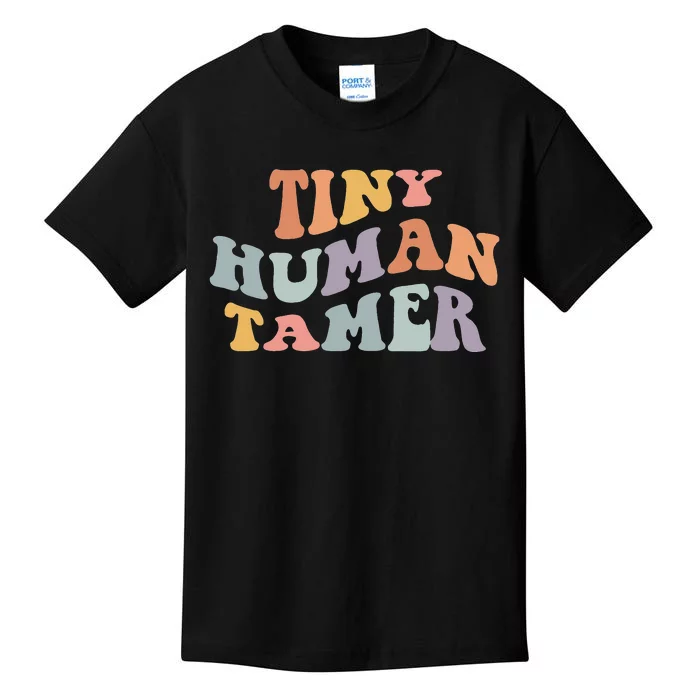 Tiny Human Tamer Funny Teacher Sarcastic Teacher Life Kids T-Shirt