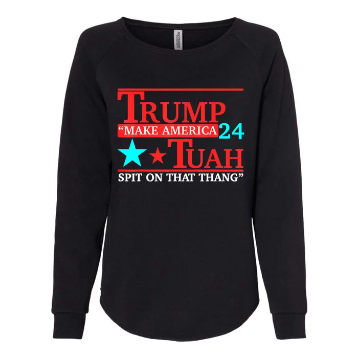 Trump Hawk Tuah Funny Viral Humor Meme Video Girl 24 Tua Womens California Wash Sweatshirt