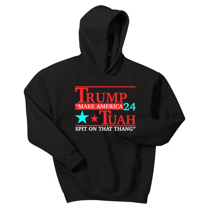 Trump Hawk Tuah Funny Viral Humor Meme Video Girl 24 Tua Kids Hoodie