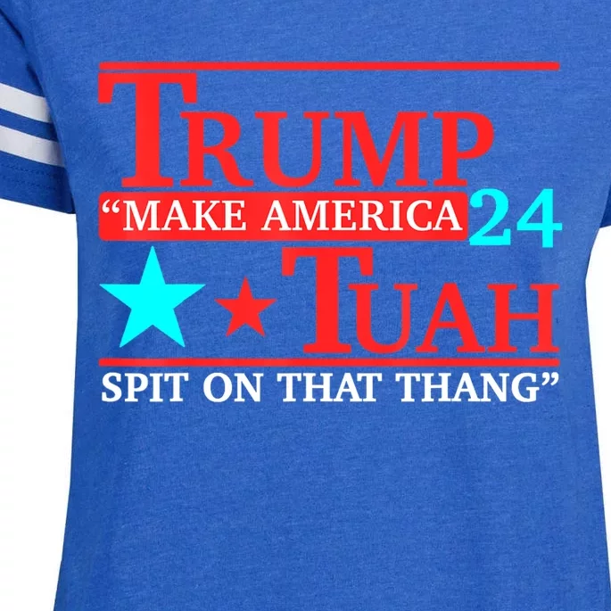 Trump Hawk Tuah Funny Viral Humor Meme Video Girl 24 Tua Enza Ladies Jersey Football T-Shirt